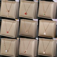 304 Stainless Steel IG Style Simple Style Plating Inlay Four Leaf Clover Round Heart Shape Shell Zircon Pendant Necklace main image 10