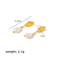 1 Pair Simple Style Classic Style Solid Color Plating Inlay Titanium Steel Pearl 18K Gold Plated Drop Earrings sku image 1