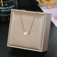 304 Stainless Steel IG Style Simple Style Plating Inlay Four Leaf Clover Round Heart Shape Shell Zircon Pendant Necklace sku image 1