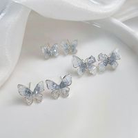 1 Paire Style Simple Style Classique Papillon Incruster Alliage Diamant Dans Les Débris Boucles D'Oreilles main image 1