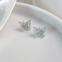 1 Paire Style Simple Style Classique Papillon Incruster Alliage Diamant Dans Les Débris Boucles D'Oreilles main image 6