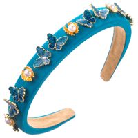 Women's Casual Vacation Classic Style Butterfly Shell Alloy Cloth Sponge Inlay Pearl Hair Band main image 5