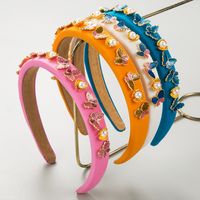 Women's Casual Vacation Classic Style Butterfly Shell Alloy Cloth Sponge Inlay Pearl Hair Band main image 1