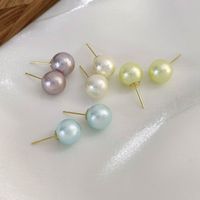 1 Pair Vacation Sweet Round Inlay Resin Pearl Ear Studs main image 4