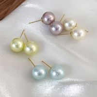 1 Pair Vacation Sweet Round Inlay Resin Pearl Ear Studs main image 6