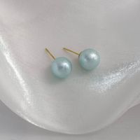 1 Pair Vacation Sweet Round Inlay Resin Pearl Ear Studs main image 9
