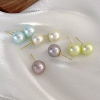 1 Pair Vacation Sweet Round Inlay Resin Pearl Ear Studs main image 8