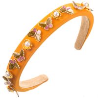 Women's Casual Vacation Classic Style Butterfly Shell Alloy Cloth Sponge Inlay Pearl Hair Band sku image 2