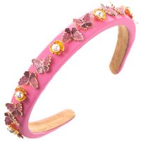 Women's Casual Vacation Classic Style Butterfly Shell Alloy Cloth Sponge Inlay Pearl Hair Band sku image 4