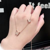 304 Stainless Steel IG Style Simple Style Plating Inlay Four Leaf Clover Round Heart Shape Shell Zircon Pendant Necklace sku image 20