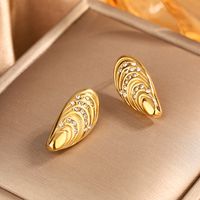 1 Pair Vintage Style Shiny Geometric Plating Inlay 304 Stainless Steel Turquoise Rhinestones Opal 18K Gold Plated Ear Studs sku image 5