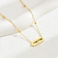 304 Stainless Steel 18K Gold Plated Simple Style Classic Style Plating Inlay Solid Color Rhinestones Pendant Necklace main image 3