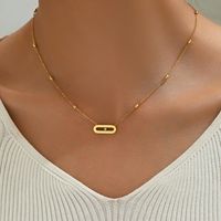304 Stainless Steel 18K Gold Plated Simple Style Classic Style Plating Inlay Solid Color Rhinestones Pendant Necklace main image 5