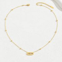 304 Stainless Steel 18K Gold Plated Simple Style Classic Style Plating Inlay Solid Color Rhinestones Pendant Necklace main image 2