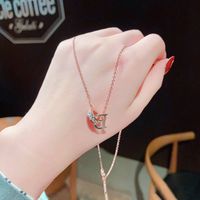 304 Stainless Steel IG Style Simple Style Plating Inlay Four Leaf Clover Round Heart Shape Shell Zircon Pendant Necklace sku image 26
