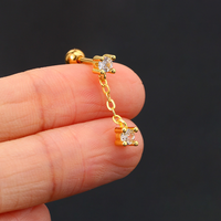 1 Piece Ear Cartilage Rings & Studs Hip-Hop Geometric Brass Plating Inlay Artificial Rhinestones White Gold Plated Gold Plated Ear Cartilage Rings & Studs main image 5