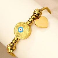 304 Stainless Steel 18K Gold Plated Casual Plating Inlay Sun Heart Shape Butterfly Turquoise Bracelets main image 6