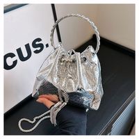 Women's Medium Pu Leather Solid Color Streetwear String Bucket Bag main image 4