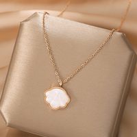 304 Stainless Steel IG Style Simple Style Plating Inlay Four Leaf Clover Round Heart Shape Shell Zircon Pendant Necklace sku image 38