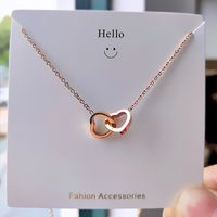 304 Stainless Steel IG Style Simple Style Plating Inlay Four Leaf Clover Round Heart Shape Shell Zircon Pendant Necklace sku image 16