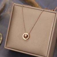 304 Stainless Steel IG Style Simple Style Plating Inlay Four Leaf Clover Round Heart Shape Shell Zircon Pendant Necklace sku image 27