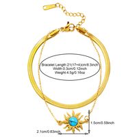 304 Stainless Steel 18K Gold Plated Casual Plating Inlay Sun Heart Shape Butterfly Turquoise Bracelets sku image 1