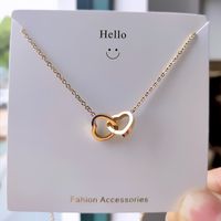 304 Stainless Steel IG Style Simple Style Plating Inlay Four Leaf Clover Round Heart Shape Shell Zircon Pendant Necklace sku image 17