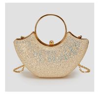 Women's Small PVC Solid Color Elegant Sequins Shell Lock Clasp Evening Bag main image 4