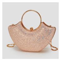Women's Small PVC Solid Color Elegant Sequins Shell Lock Clasp Evening Bag main image 5