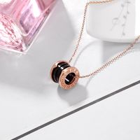 304 Stainless Steel IG Style Simple Style Plating Inlay Four Leaf Clover Round Heart Shape Shell Zircon Pendant Necklace sku image 56