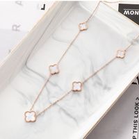 304 Stainless Steel IG Style Simple Style Plating Inlay Four Leaf Clover Round Heart Shape Shell Zircon Pendant Necklace sku image 57