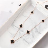 304 Stainless Steel IG Style Simple Style Plating Inlay Four Leaf Clover Round Heart Shape Shell Zircon Pendant Necklace sku image 58