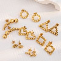1 Pair Cute Simple Style Geometric Heart Shape 304 Stainless Steel 18K Gold Plated Ear Studs main image 1