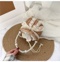 Frau Mittel Rattan Bogenknoten Elegant Ferien Perlen Schnur Strohsack main image 3