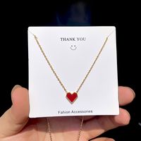 304 Stainless Steel IG Style Simple Style Plating Inlay Four Leaf Clover Round Heart Shape Shell Zircon Pendant Necklace sku image 18