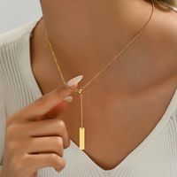 304 Stainless Steel 18K Gold Plated Basic Classic Style Commute Solid Color Rectangle Pendant Necklace main image 1