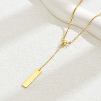 304 Stainless Steel 18K Gold Plated Basic Classic Style Commute Solid Color Rectangle Pendant Necklace main image 3