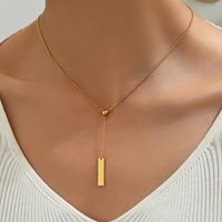 304 Stainless Steel 18K Gold Plated Basic Classic Style Commute Solid Color Rectangle Pendant Necklace main image 5