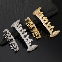 Hip-Hop Solid Color Copper Plating Inlay Zircon Men's Tooth Socket 1 Set main image 4