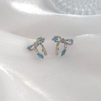 1 Pair Simple Style Shiny Bow Knot Inlay Copper Zircon Ear Studs main image 1