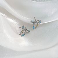 1 Pair Simple Style Shiny Bow Knot Inlay Copper Zircon Ear Studs main image 5