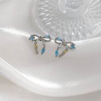 1 Pair Simple Style Shiny Bow Knot Inlay Copper Zircon Ear Studs main image 8