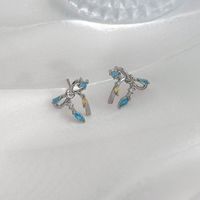 1 Pair Simple Style Shiny Bow Knot Inlay Copper Zircon Ear Studs main image 7