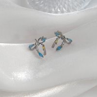 1 Pair Simple Style Shiny Bow Knot Inlay Copper Zircon Ear Studs main image 9