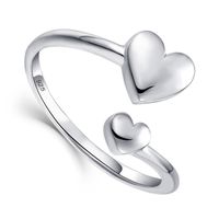 Cute Sweet Heart Shape Sterling Silver Plating Open Ring sku image 1
