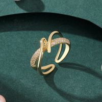 Copper 18K Gold Plated Elegant Luxurious Plating Inlay Geometric Zircon Open Rings main image 1