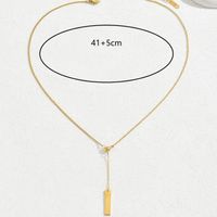 304 Stainless Steel 18K Gold Plated Basic Classic Style Commute Solid Color Rectangle Pendant Necklace main image 2