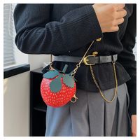 Women's Medium Pu Leather Strawberry Cute Zipper Circle Bag main image 3