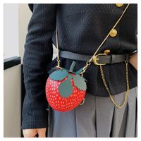 Women's Medium Pu Leather Strawberry Cute Zipper Circle Bag main image 2