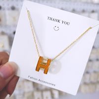 304 Stainless Steel IG Style Simple Style Plating Inlay Four Leaf Clover Round Heart Shape Shell Zircon Pendant Necklace sku image 50